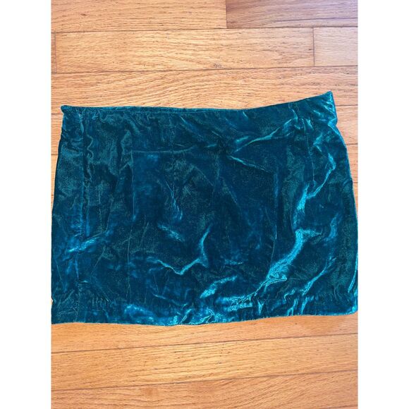 NWOT Free People Annalise Velvet Mini Skirt Deep Teal Unlined Notched Hem Size 2 - Picture 5 of 5